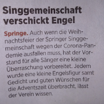 Singgemeinschaft verschickt Engel
