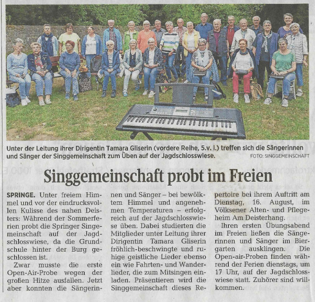 Singgemeinschaft probt im Freien 
