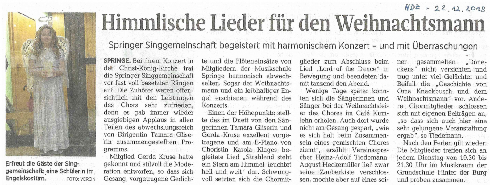 Himmlische Lieder für den Weihnachtsmann